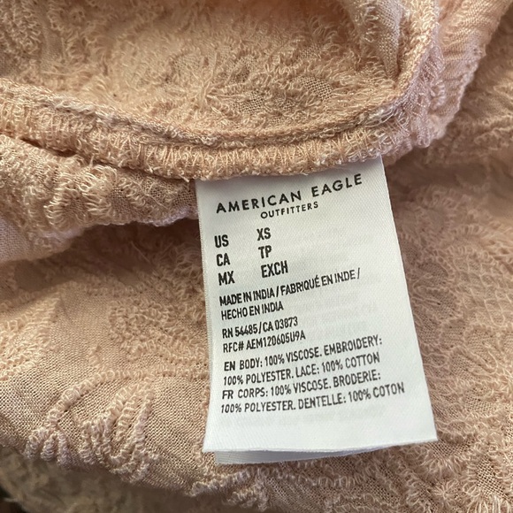American Eagle Embroidered Blush Babydoll Blouse - Picture 5 of 8